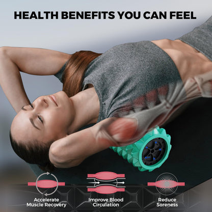 Nordic Lifting Vibrating Foam Roller w/ 5-Speed Vibration – High-Density EVA Foam for Deep Tissue Massage, Relaxation & Mobility Support – Green