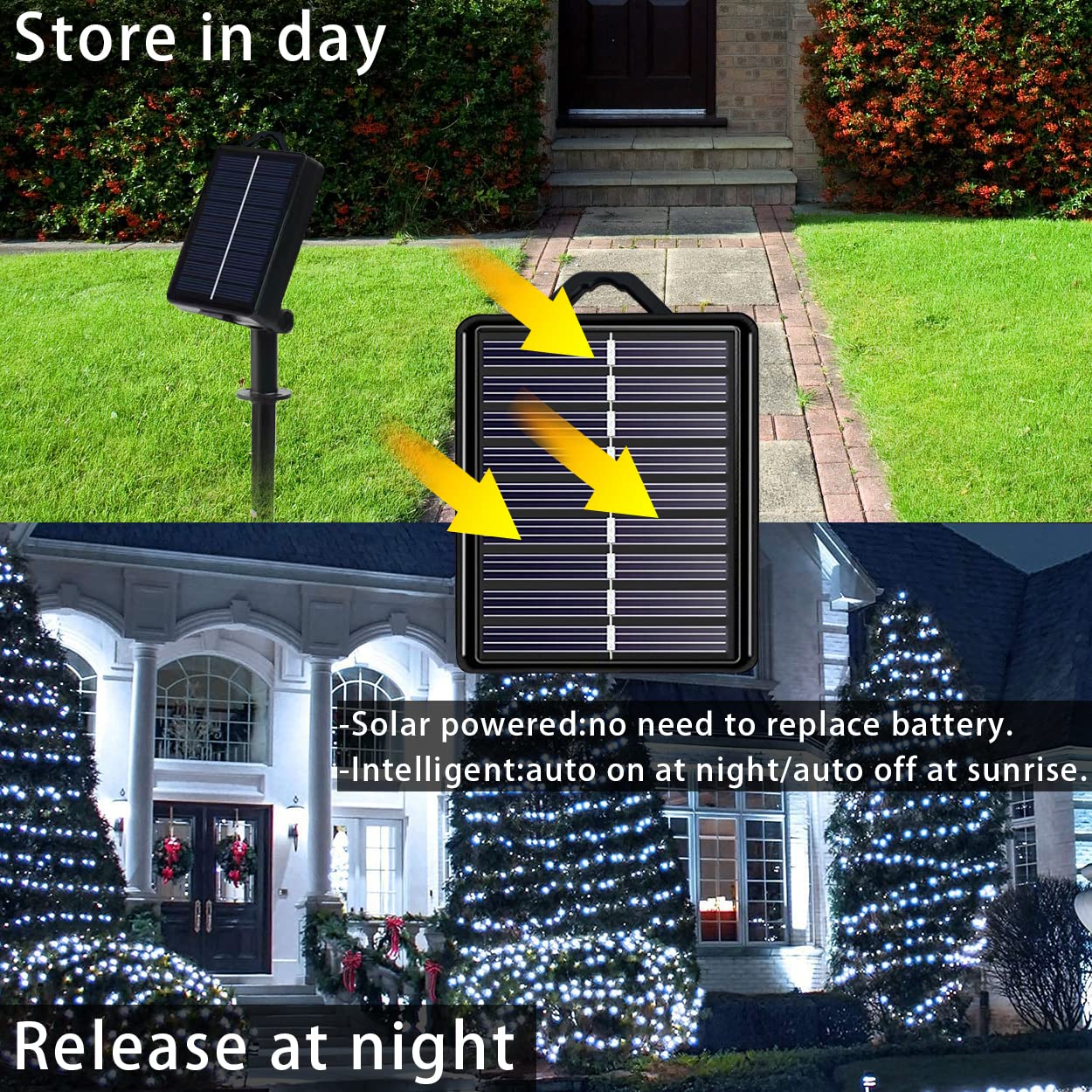 YAOZHOU Solar Cool White Christmas Lights String Outdoor Waterproof 2 Pack, Total 400LED 151ft Fairy Lights with 8 Modes for Tree Garden Patio Wedding Party Yard