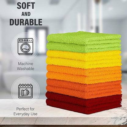 DecorRack 10 Pack 100% Cotton Wash Cloth, Luxurious Soft, 12 x 12 inch Ultra
