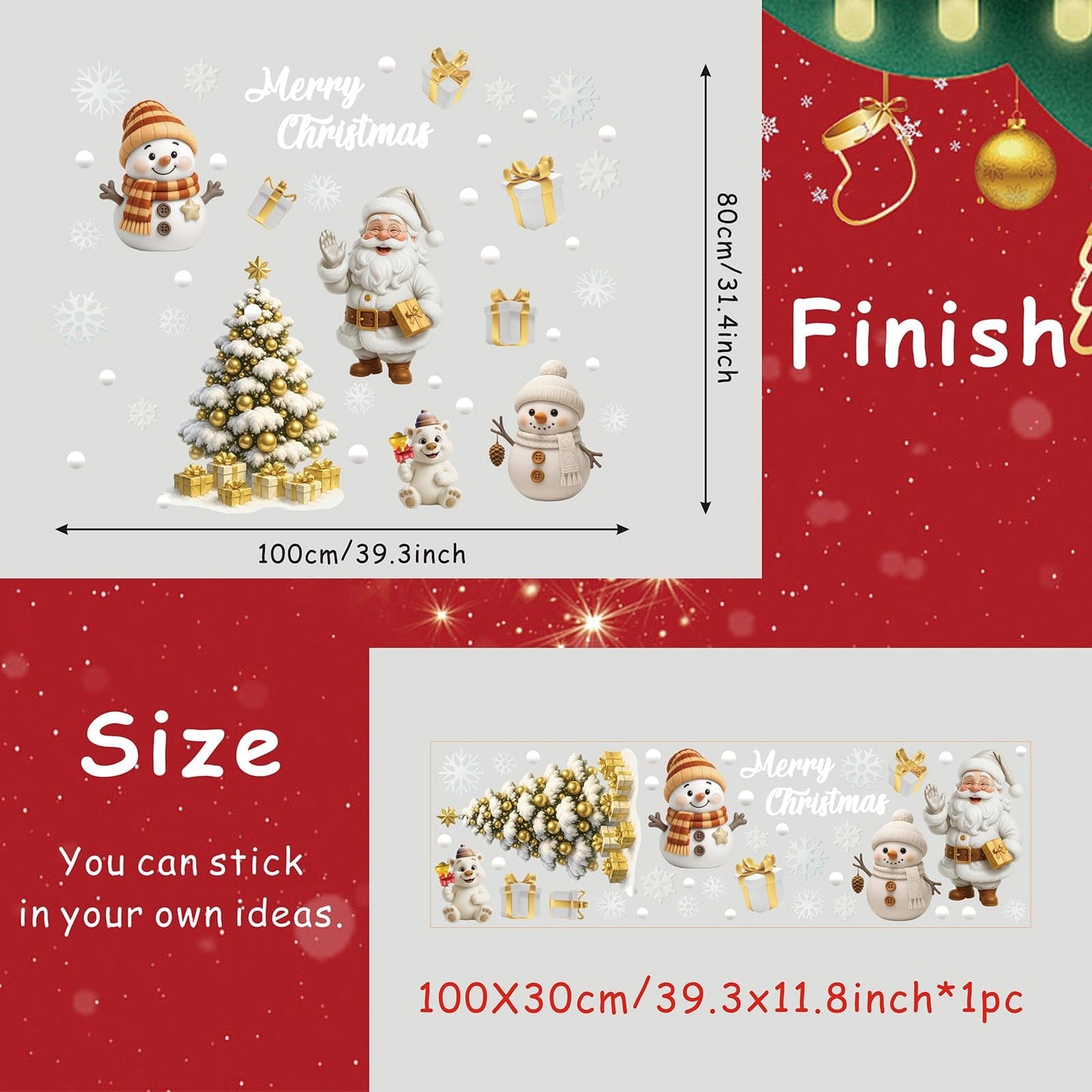 TOARTi White Christmas Window Clings Double-Side Christmas Tree Glass Decals 3D Xmas Tree Window Stickers White Snowman Snowflakes Decal Xmas Winter Wonderland Themed Party