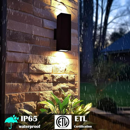 Up Down Outdoor Wall Lights, Dusk to Dawn Outdoor Lighting Fixtures Wall Mount, Matte Black Front Porch Light, Outdoor Wall Lantern for Patio, Garage, Front Door - ETL Listed