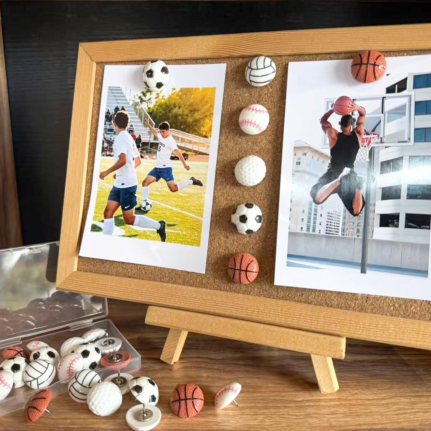 Push Pins for Wall,25Pcs Sports Decorative Push Pins, Thumb Tacks for Bulletin Board, Photos Wall & Maps, Desk Decor for School Offices (Volleyball)