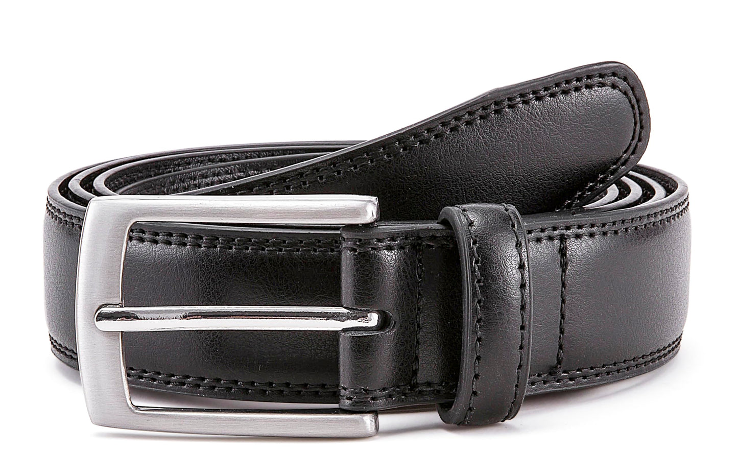 MILORDE Men Black Belts, Fashion & Classic Design for Dress and Causal (Size 34 (Waist 32), Basic Black)