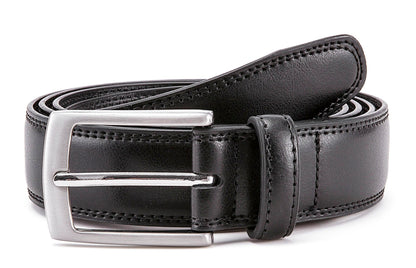 MILORDE Leather Black Belt, Fashion & Classic Design for Dress and Causal (Size 46 (Waist 44), Basic Black)