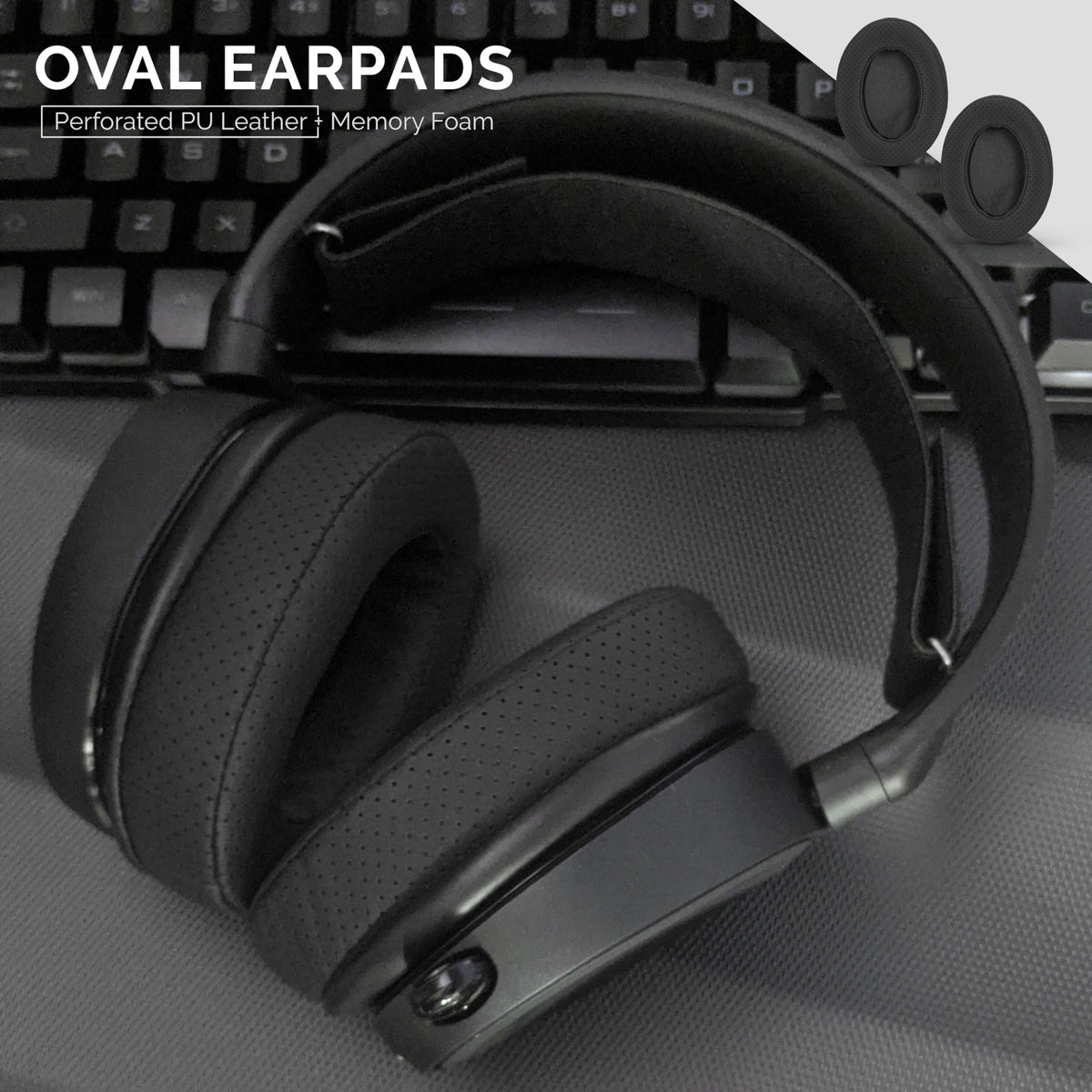 Brainwavz Perforated Thick Memory Foam Ear Pads for ATH M50X, M40X, Steelseries Arctis, HyperX Cloud & Alpha, Logitich G Pro & Many More Headphones, Black