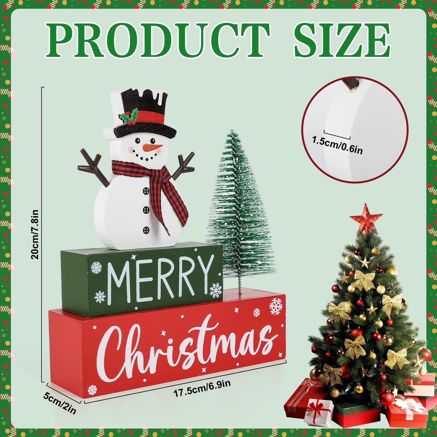 Merry Christmas Decorations Indoor Wooden Snowman Christmas Tabletop for Home Xmas Tree Centerpieces for Tables Wood Table Sign Decor Tiered Tray Office Desk Shelf Mantel Room Winter Holiday Party