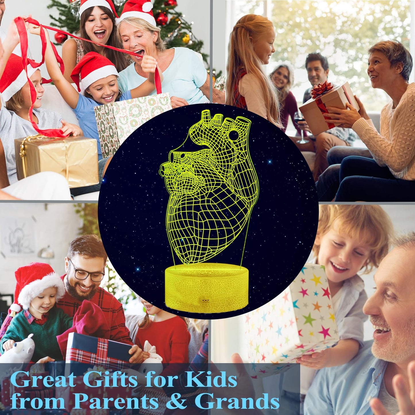POSSHE Heart Anatomy Illusion Lamp, Cardiology Gifts, 3D Night Light, 16 Colors Changing, Timer, 4 Flash Modes and Dimmable, Kids Room Decoration, Xmas Heart Model Gifts