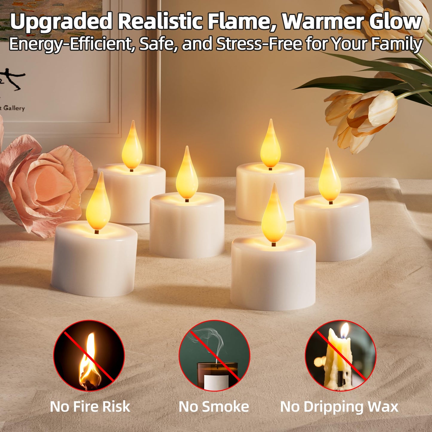 Rechargeable Flameless Tea Lights Candles: 12Pcs Battery Operated Tea light Candles with Remote Timer & Charging Base LED Flickering Votive Tealight Candles for Christmas Halloween Wedding Decor