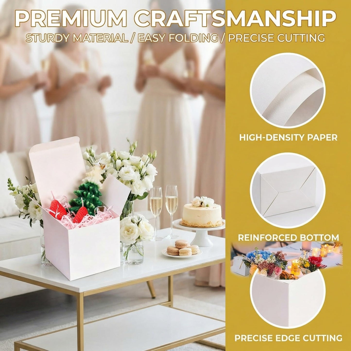 Jucoan 100 Pack White Paper Gift Boxes with Lids, 4 x 4 x 4 Inch Gift Wrapping Box Party Favor Box Goodies Treat Boxes Candy Boxes for Wedding, Bridesmaids Proposal, Birthday, Graduation, Father's Day