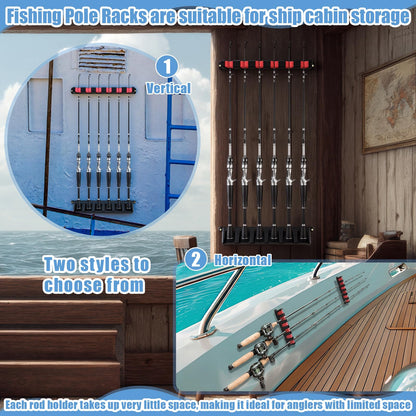 Teyva Daily 3 Set Fishing Rod Holders for 18 Garage Fishing Rod Rack Wall Mount Fish Pole Holders for Boat Room Vertical Horizontal Pole Storage Boat Accessories Gifts for Men (Horizontal)