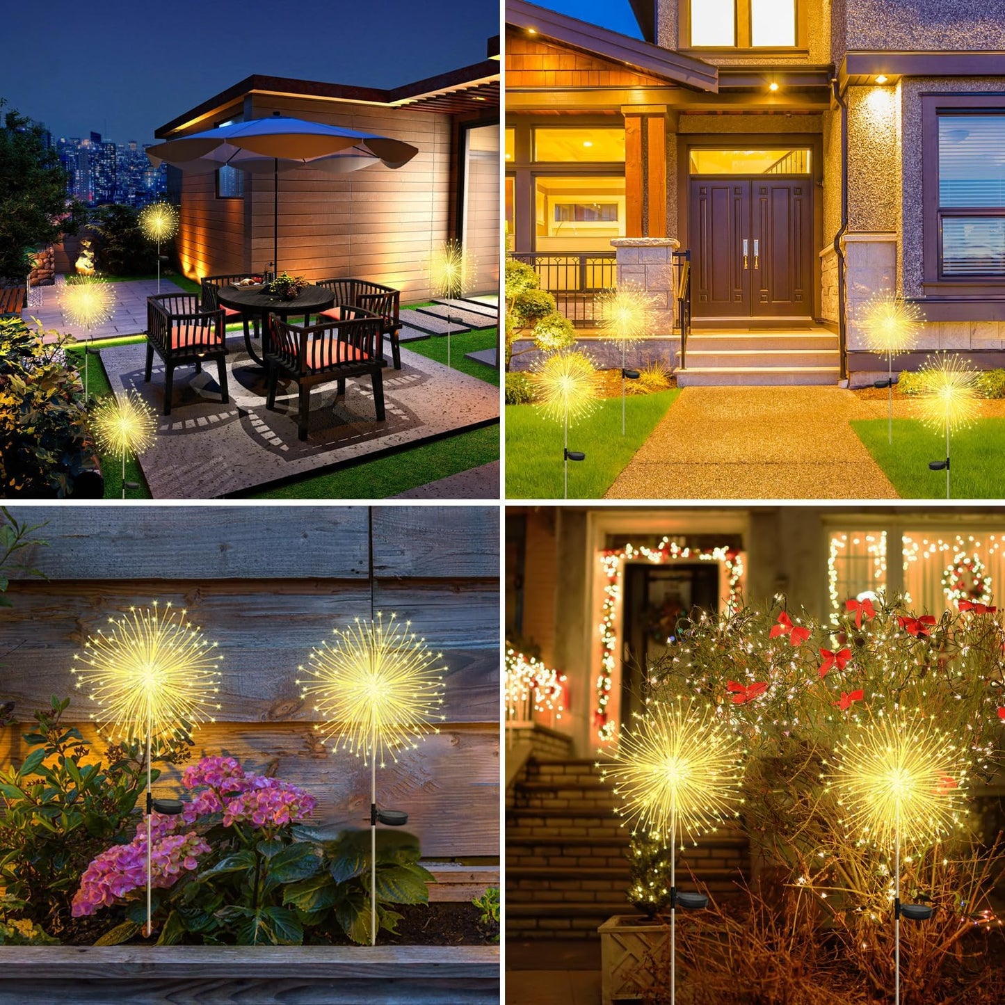 Banax Solar Garden Lights Outdoor Decor 2 Pack Christmas Lights 150 LED Solar Powered Stake Lights for Lawn, Garden, Pathway, Yard & Holiday Decorations(Warm White)