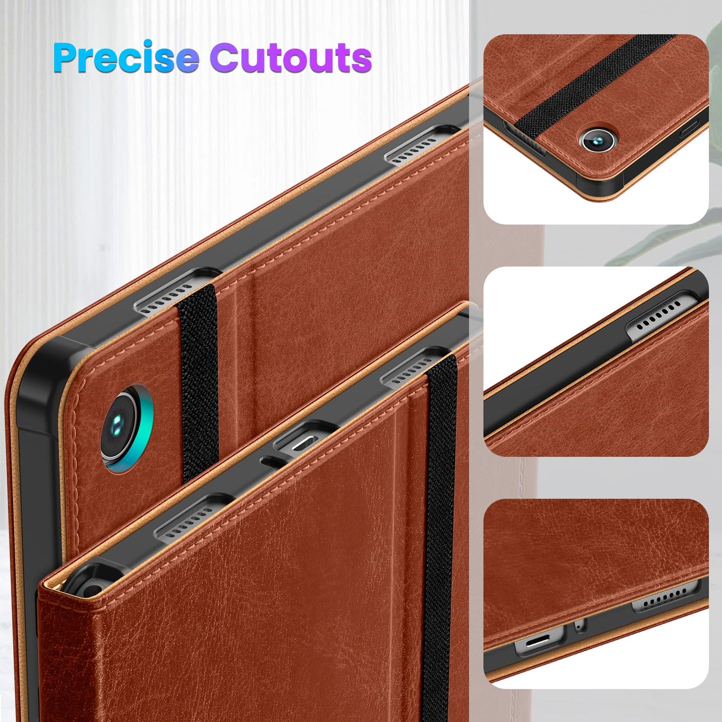 DTTO for Samsung Galaxy Tab A9 Plus 11 inch Case 2023, Premium Leather Business Folio Stand Cover with Hand Strap for Galaxy Tab A9+ 11’’ 2023 Model (SM-X210/X216/X218) - Auto Wake/Sleep, Brown