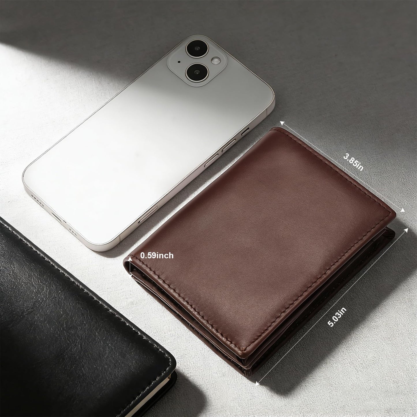 WULOUJIE Men's Leather Bifold Wallet | RFID Blocking 6 Card slot with 1 ID Window Genuine Leather Bi Fold Wallet for Men(Brown) (brown)