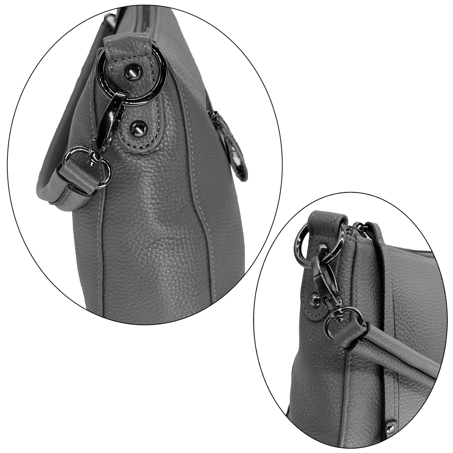 Sibalasi Gorgeous Genuine Leather Shoulder Bags Stylish Hobo Handbags Purses Crossbody Bags for Women (Grey)