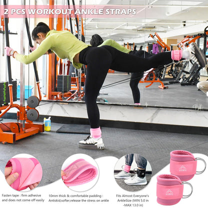 ATENTO 9Pcs Barbell Pad Set for Hip Thrusts, Thick Cushion Hip Thrust Pad for Relief Pressure from Neck Shoulder, Squat Pad Fits Standard Olympic Bars & Smith Machine, Weight Bar Pad for Bench Press, Lunges, Workout, Leg Exercise- Gym Accessories with Ank