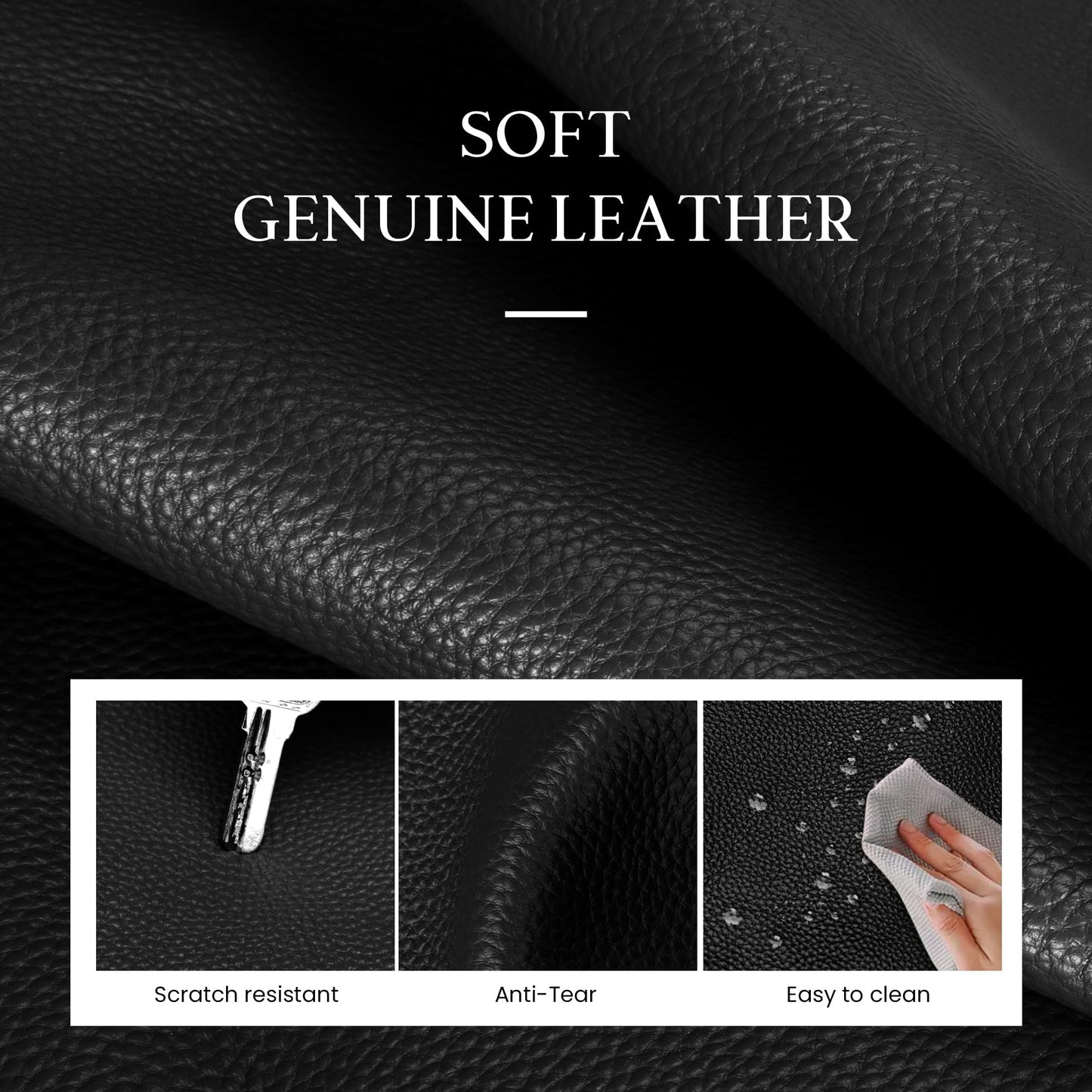 befen Black Genuine Leather Work Tote Bag for Women, Womens Totes Shoulder Purses Satchel Handbags with 15.6" Compartment & Water Cup Holder