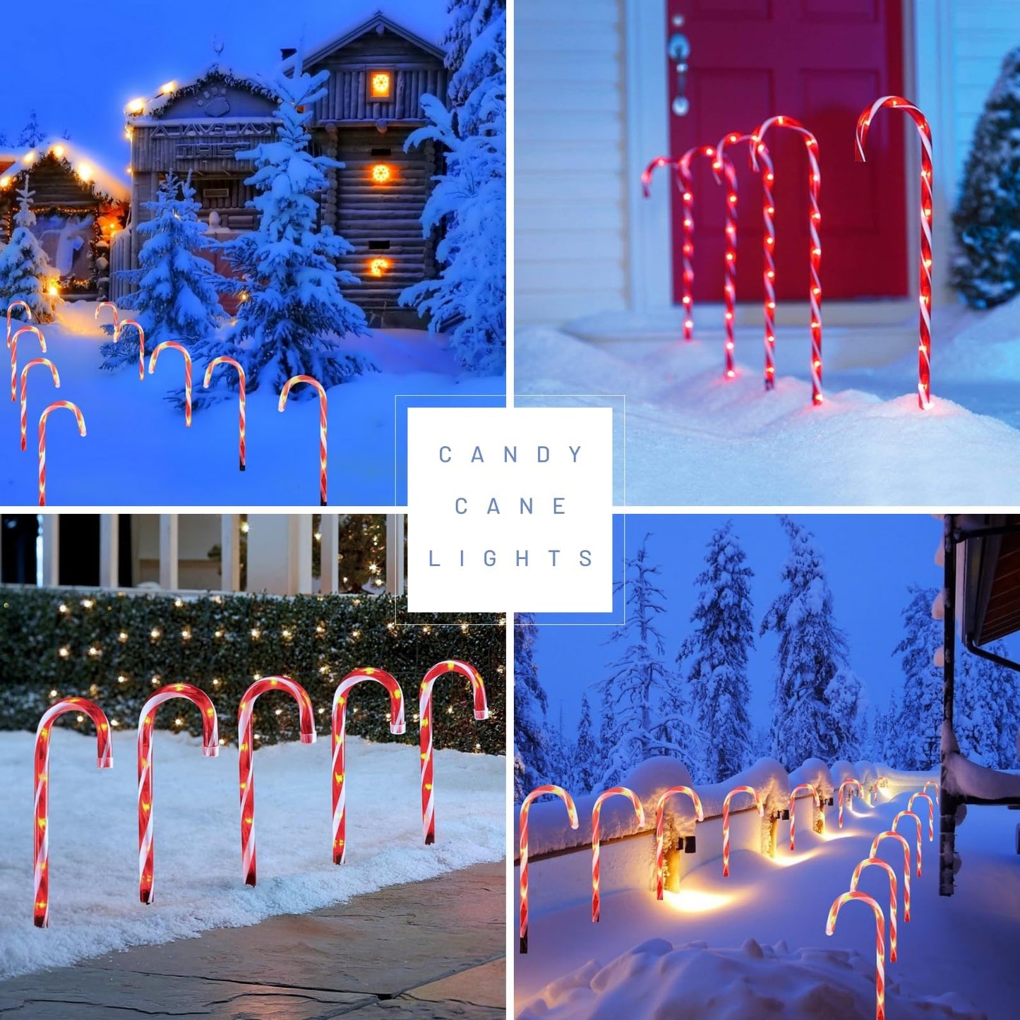 IDEAALS 24-Pack Solar Christmas Candy Cane Lights, Solar Pathway Lights Waterproof, Christmas Decorations Outdoor with 8 Modes for Party Patio Garden Lawn Yard Decor