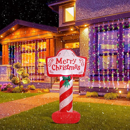 4 FT Tall Christmas Inflatable - Blow Up Yard Decoration With LED Lights, Merry Christmas Sign, Outdoor Holiday Lawn Party Decor