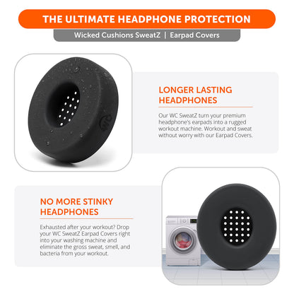 WC SweatZ Solo - Patented Earpad Sweat Covers for Beats Solo 4 & 3, Made by Wicked Cushions | Sweatproof & Machine Washable | Black