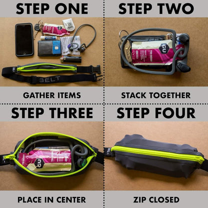 SPIbelt Running Belt - Adjustable Phone Holder for Running | Black with Black Zipper, Fits All Phones