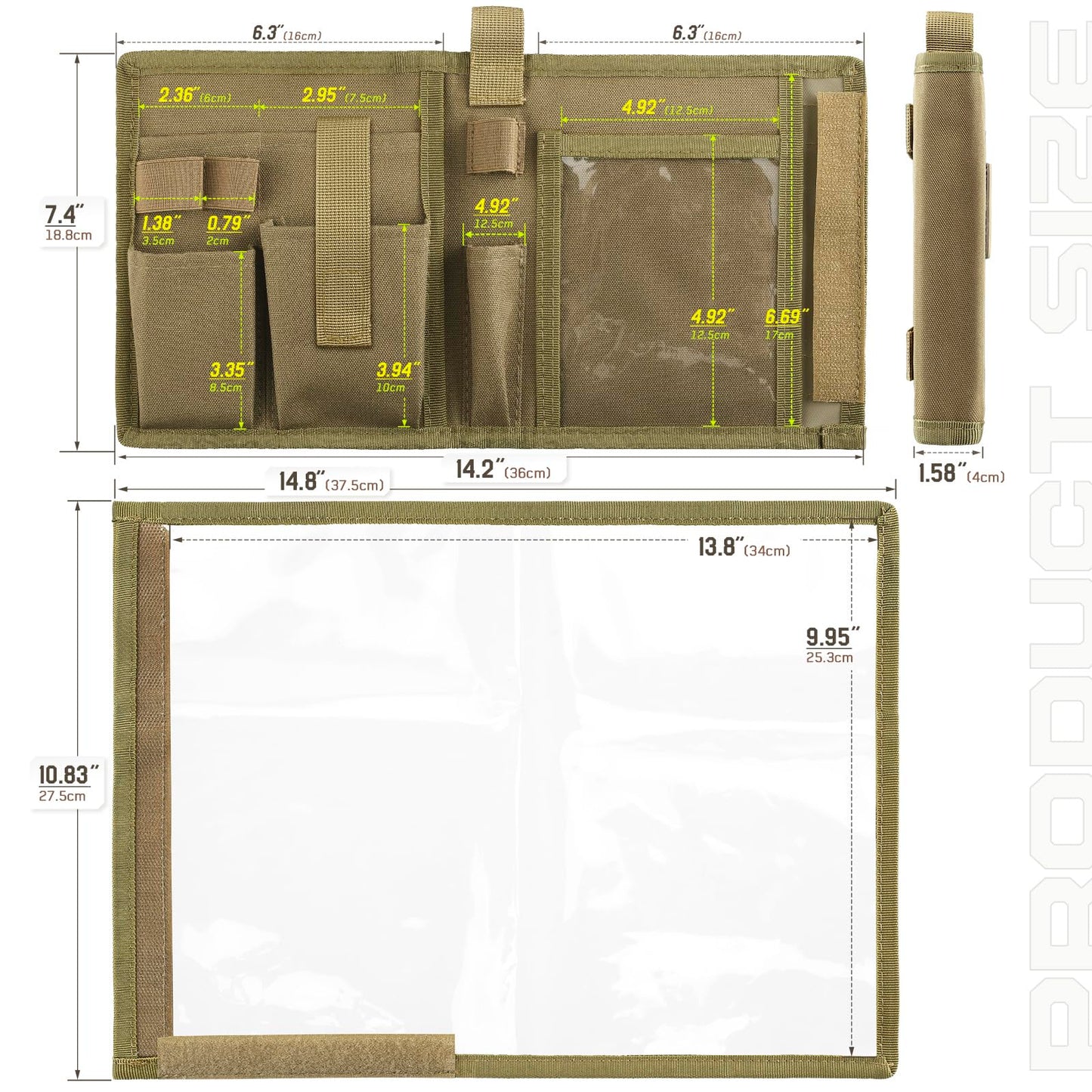 LIVANS Tactical Pouch Military Map Case Holder Army Foldable Map Storage Pouch Multifunctional for Outdoors or Hiking - 13"x10" Clear Viewing Area,1000D Oxford + Waterproof TPU