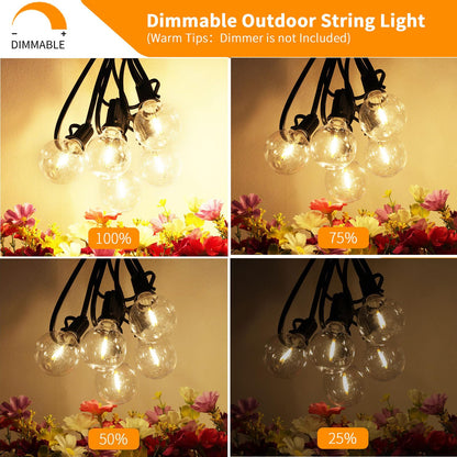 Svater Outdoor String Lights 200 FT, Patio Lights with 104 Shatterproof LED Bulbs, Commercial Grade Waterproof Plastic Hanging Light for Bistro Backyard Cafe Market, Warm White 2700K (2 X 100 FT)