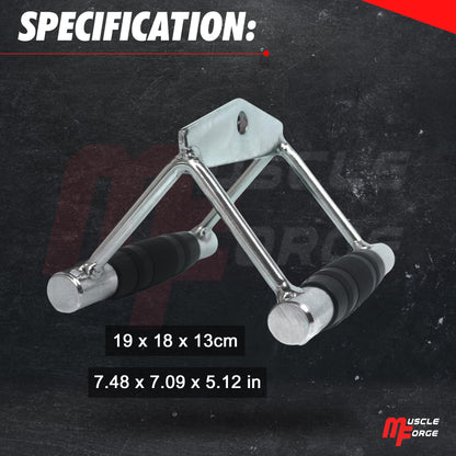 MuscleForge Double D Handle Cable Attachment – V Bar Attachment for LAT Pulldown, Tricep & Rows – Cable Machine Attachments with Non-Slip Rubber Grip – Chrome, Heavy Duty 880lbs Capacity