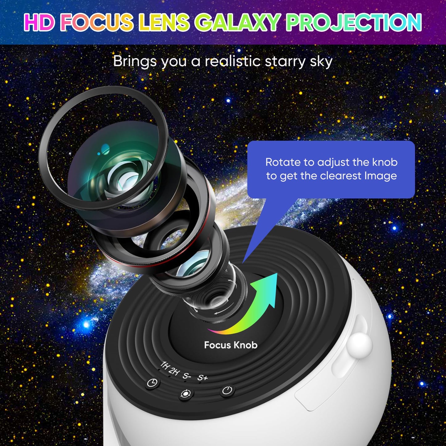 FlyLily Galaxy Projector, 13 in 1 HD Planetarium Star Projector for Bedroom, 360 Rotating Star Light with Adjustable Knob and Timer for Kids, Ceiling, Gifts, Room Decoration