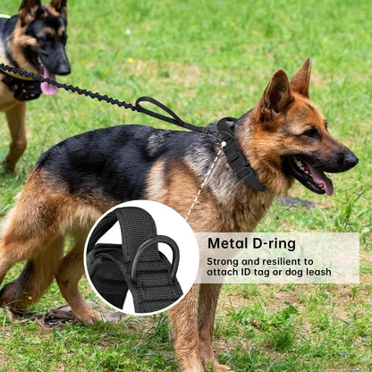 Tactical Dog Collar with Handle - Adjustable Nylon Training Military Dog Collar with Heavy Duty Metal Buckle Collar for Medium Large Dogs,with Patch