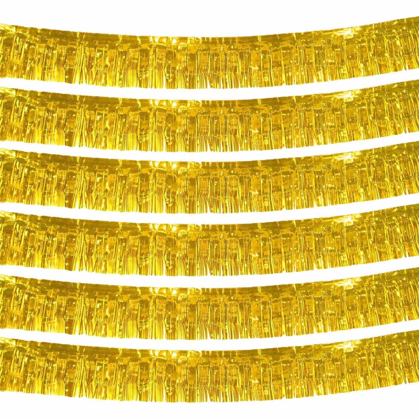 6 Pack 10 Feet Foil Fringe Garland Metallic Foil Tinsel Fringe Garland Wall Hanging Foil Fringe Banner for Parade Floats, Wedding, New Year, Christmas, Birthday (Gold)