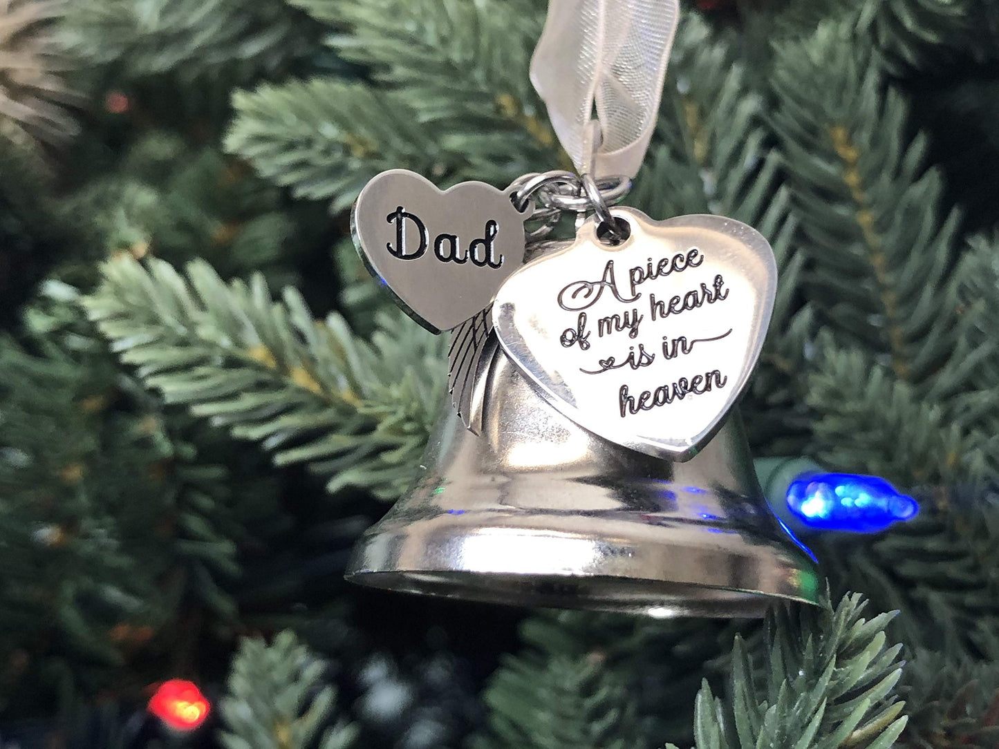 Memorial DAD and MOM Christmas Ornament for Loss of Loved One | A Piece of My Heart Bell Ornament | Christmas in Heaven Remembrance Keepsake | Sympathy Gift for Grieving Families (DAD)