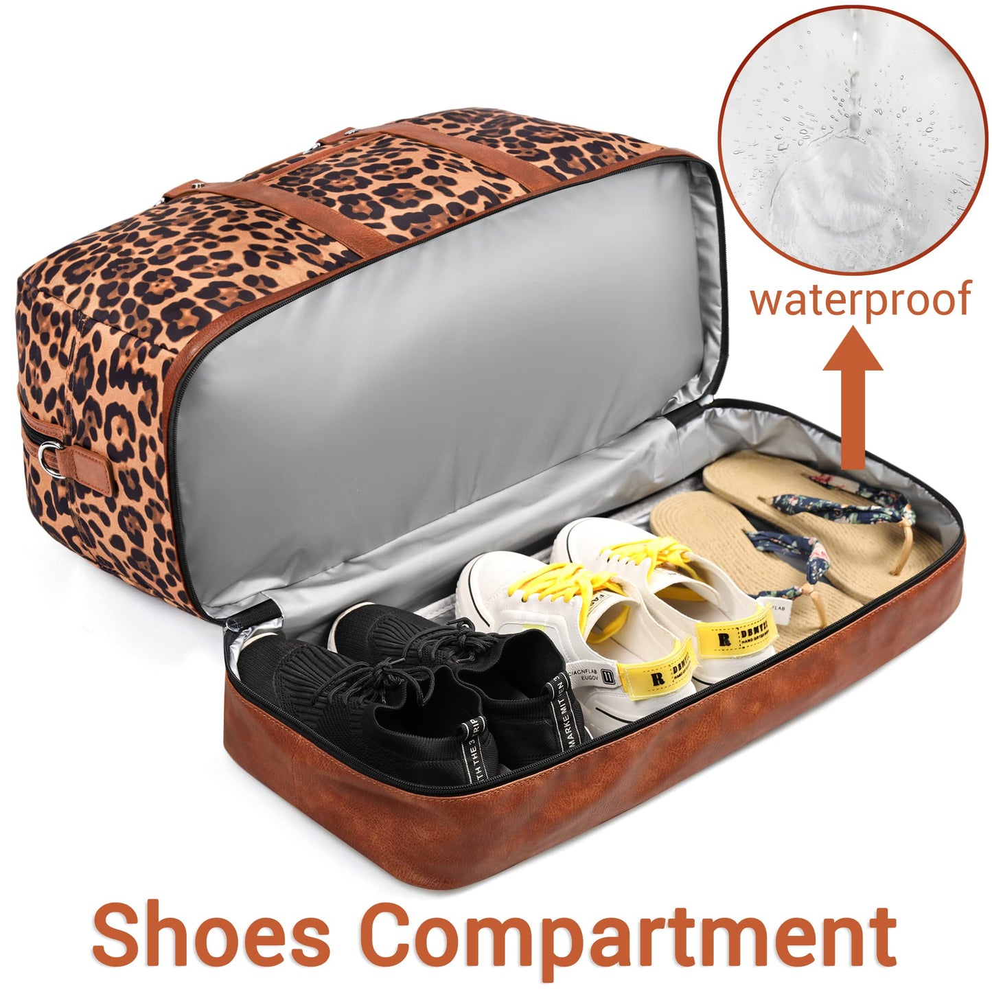 Weekender Bags for Women, Large Overnight Bag Canvas Travel Duffel Bag Carry On Tote with Shoe Compartment 21" 3Pcs Set