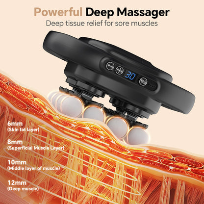 Beown 16 Head Massage Gun Deep Tissue, Back Muscle Massager with 3 Modes & 30 Intensity Levels for Legs, Waist, Back, Neck, Portable Percussion Massage Gun for Pain Relief, Ideal Gift for Women, Men