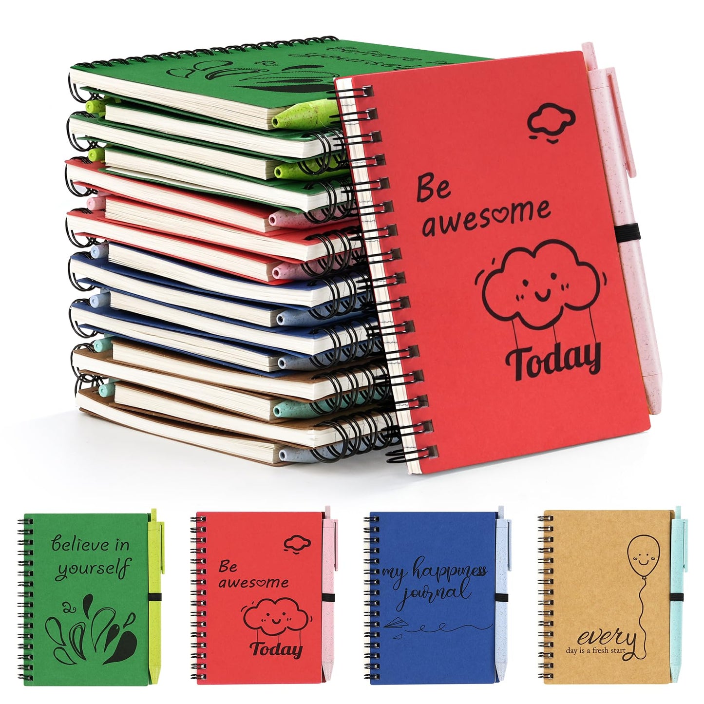 Dynta 16 Set Small Journals with Pens, 4x5.5 Inch Inspirational Notebooks Bulk, Appreciation Thank You Gifts for Coworkers Teachers Students