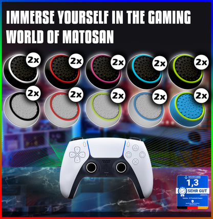 MatoSan® 20 Controller Grip Thumbstick Accessories Silicone Caps – Compatible with PS4 Sticks, Compatible with PS5 Controller – Thumb Grips Protection – Enhanced Precision for Thumbsticks