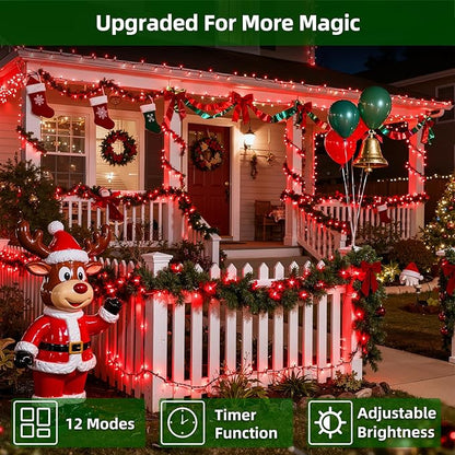 750 LED 240FT Christmas Lights Outdoor,12 Lighting Modes Christmas String Lights with Timer, Dimmable Plug in Red LED StringLights Waterproof for Yard Tree Wedding Party Holiday Red