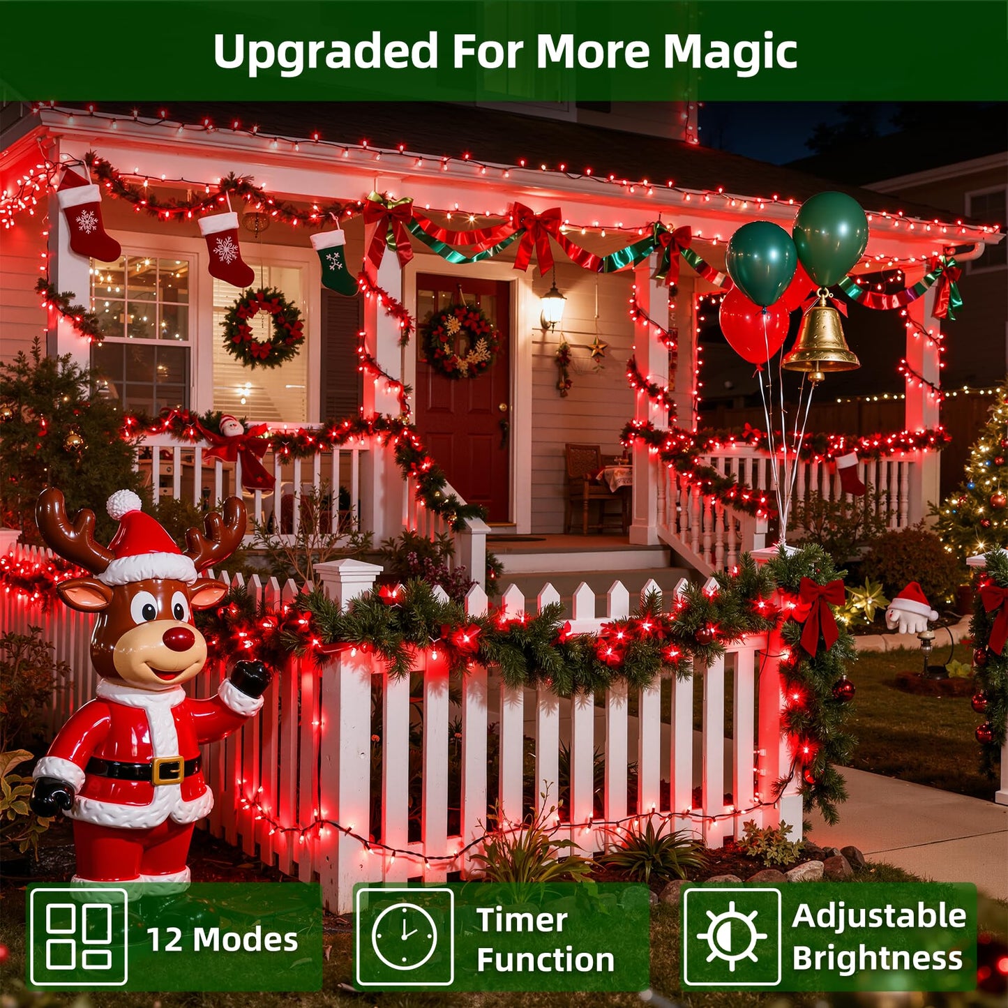 QUHUATU 750 LED 240FT Valentine Lights Outdoor,12 Lighting Modes Valentines DayDecorations with Timer, Dimmable Plug in Red LED StringLights Waterproof for Yard Tree Wedding Party Holiday Red