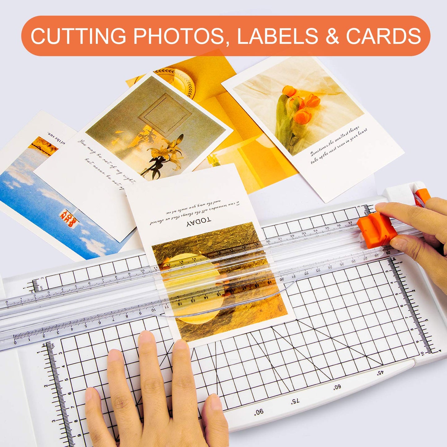 Evteck Paper Cutter 12 Inch Paper Trimmer Slider Crafting Scrapbooking Supplies for A4 Vinyl Photo Cardstock with Security Blade and Foldable Ruler