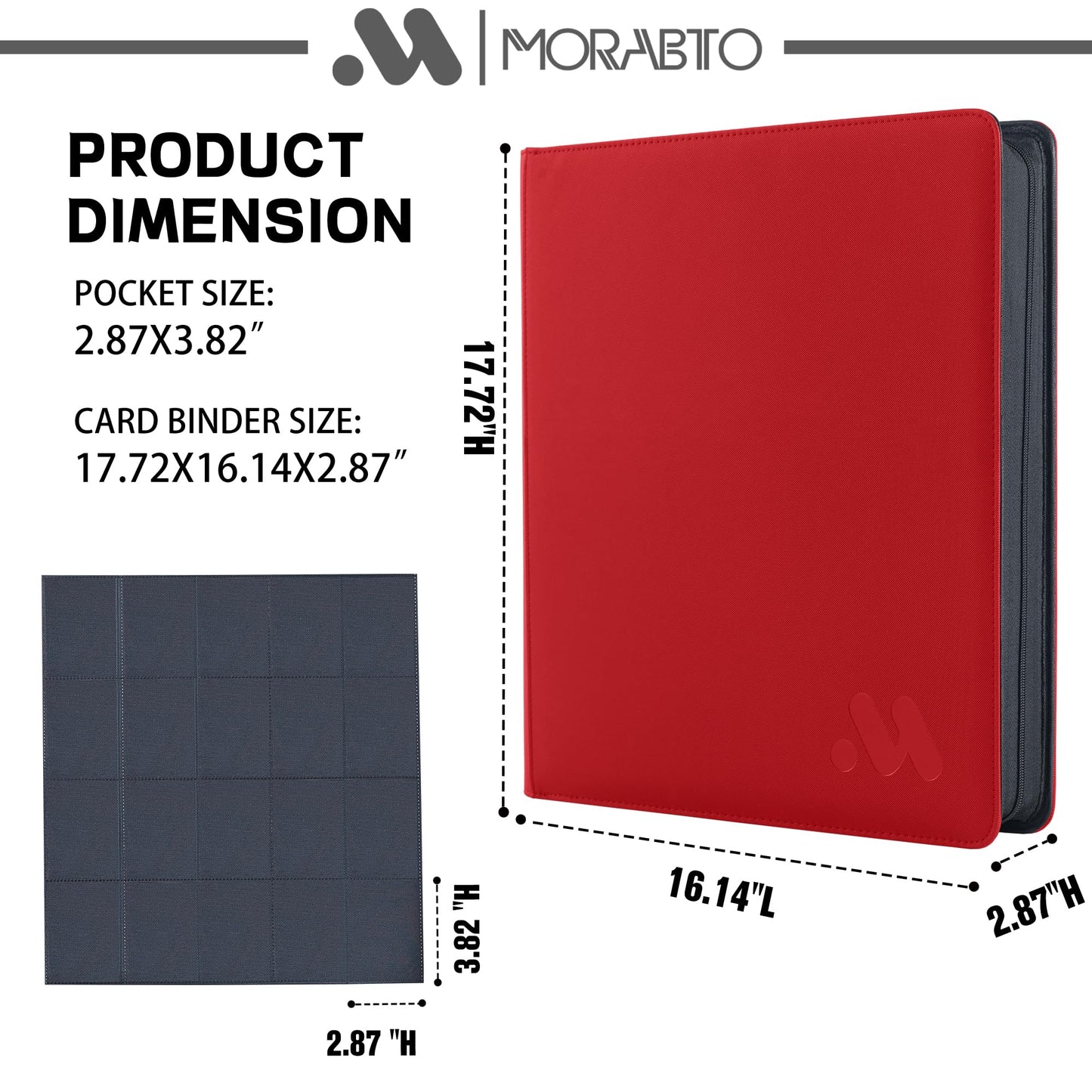 MORABTO Card Binder 20 Pocket,Trading Card Binder Holds up to 2000 Cards with 50 Sleeves,Zipper Card Holder Album Compatible with TCG Card/Game Cards/Sports Card