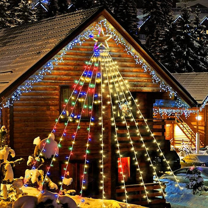 Christmas String Lights Outdoor Decoration 317 LED Star Fairy String Lights 11 Modes & Waterproof for Party Wedding Patio Yard New Year Holiday Indoor Outdoor - Warm White + Multi-Colored