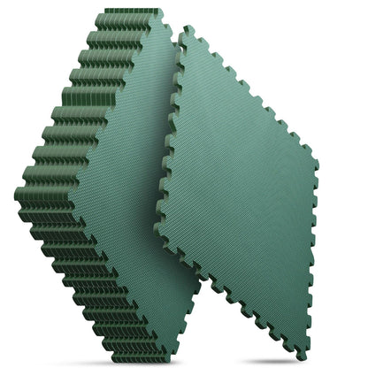 Home Gym Mat, Puzzle Exercise Mat, EVA Interlocking Foam Floor Tiles for Home Workout Equipment and Kids' Play Areas - Blue, 24 in x 24 in x ½ in - (Green, 12 Pack (48 SQ FT))