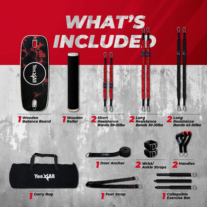 Yes4All Premium Surf Balance Board Trainer with Adjustable Stoppers for Improve Balance, Build Strength & Surf Trainer