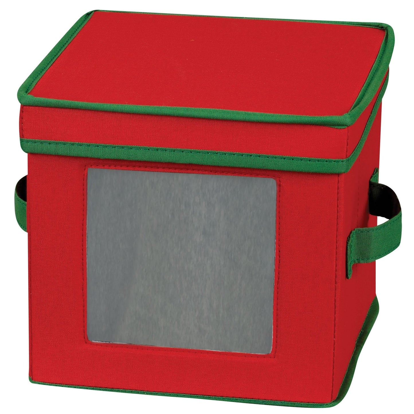 Household Essentials 532RED Holiday China Dinnerware Storage for Dessert Plates or Bowls | Removable Lid | Red Canvas with Green Trim