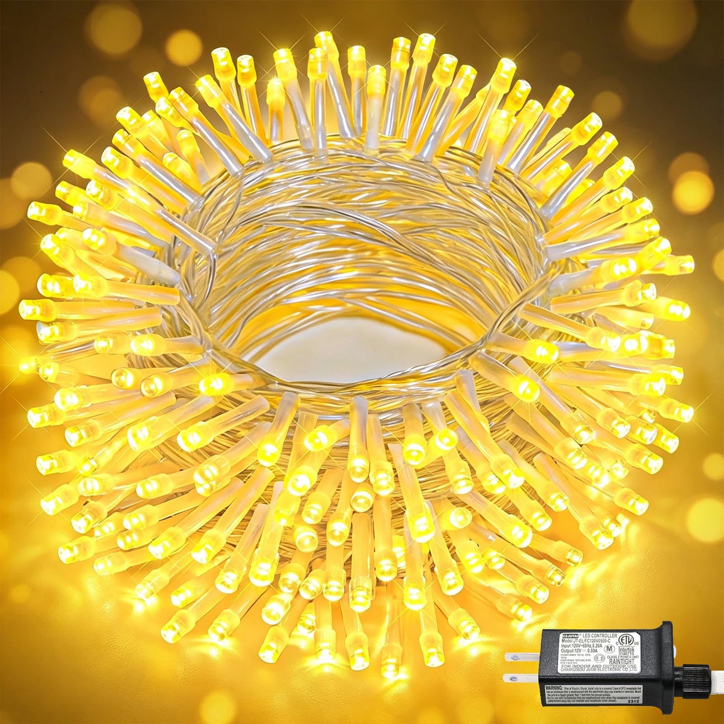 Nielfoi 66FT 200 LED Outdoor String Lights, Plug in Connectable Christmas Lights Indoor, Waterproof 8 Modes String Lights for Outside Bedroom Garden Yard Wedding Party Decorations, Warm White