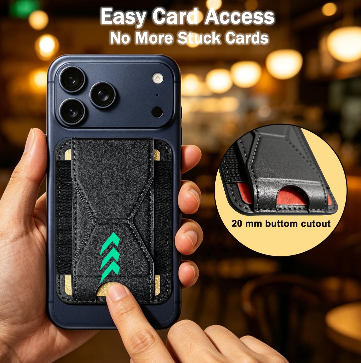 JIKAMO for MagSafe Wallet, Slim Magnetic Wallet for iPhone Magnetic Card Holder, Mag Safe Wallets with Phone Stand fits 5 Cards MagSafe Case iPhone 17/16/15/14/13/12 Series, Minimalist RFID, Black