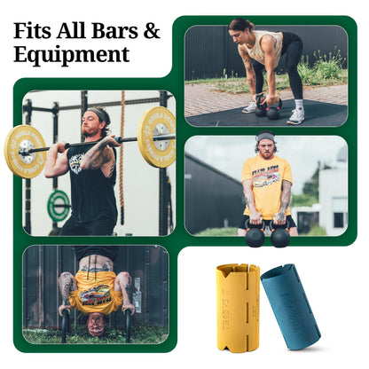 Tribus 2-in-1 Thick Grips for Dumbbells & Barbells (2.05" & 2.44”) — Thick Grips for Dumbbells Bars & Fitness Equipment — For Grip Strength & Arm Training, Non-Slip Heavy Duty Rubber