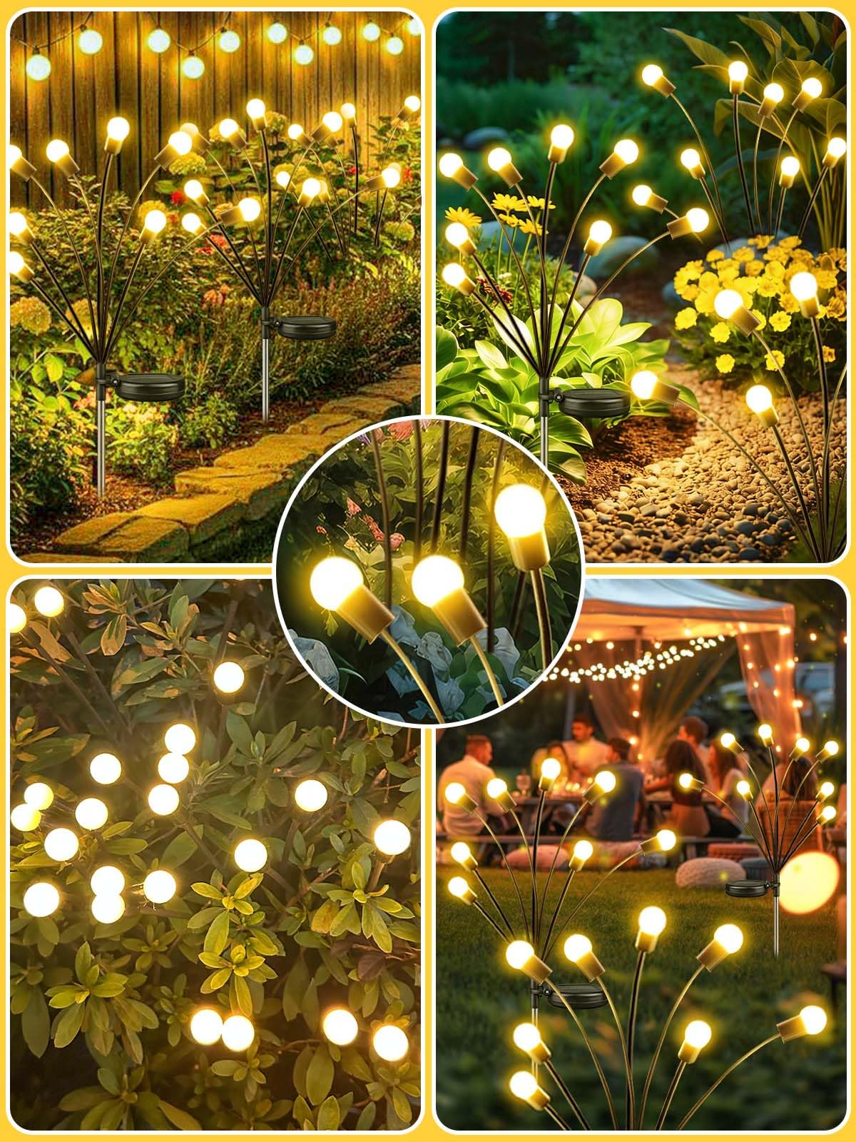 2026 Upgraded Solar Lights Outdoor, 8 Pack Solar Garden Lights with 2 Modes, Firefly Lights Outdoor Waterproof, Sway by Wind, Twinkle Firefly Light for Yard Patio Path Garden Decoration (Warm White)