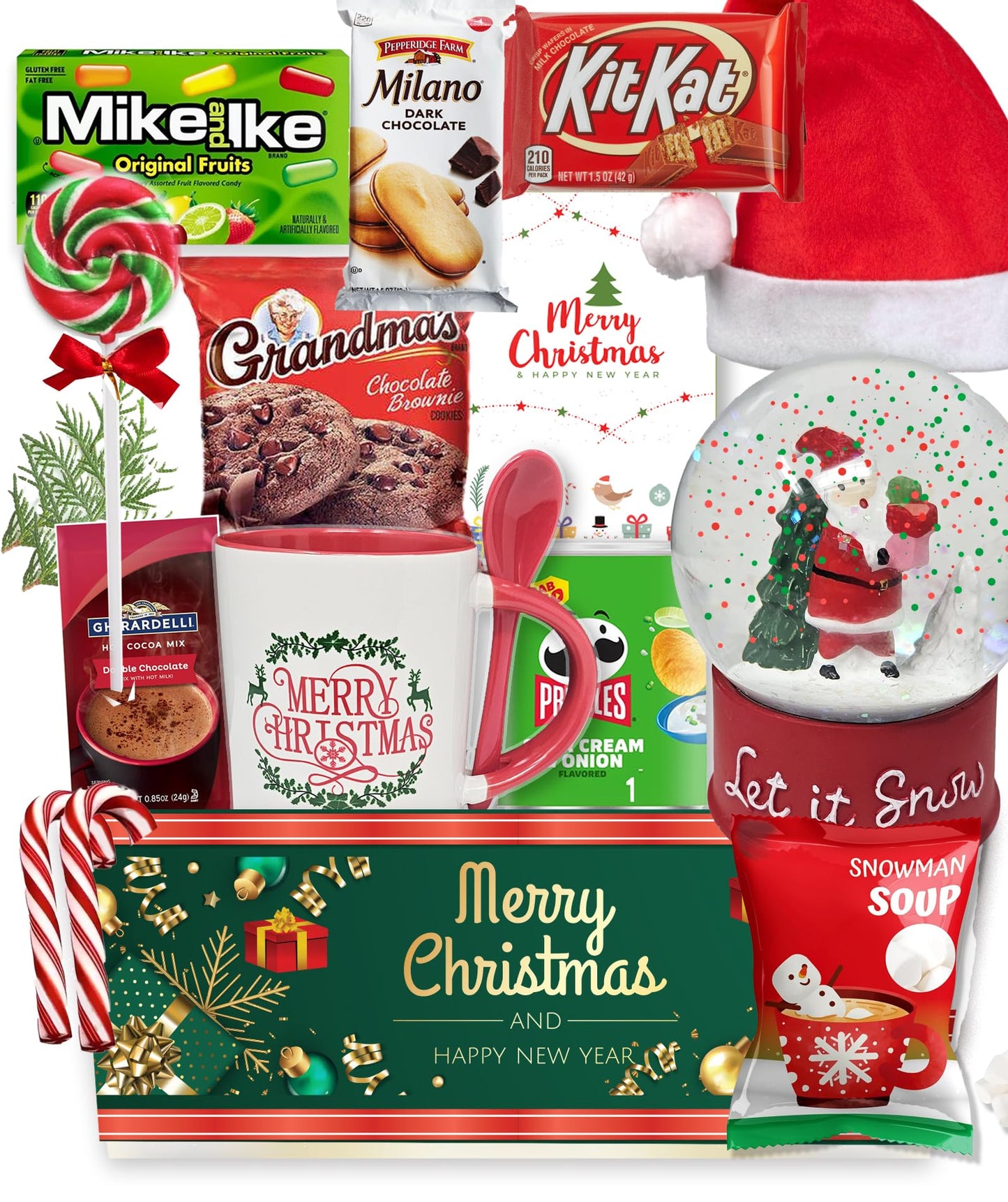 The ultimate CHRISTMAS GIFT basket bundle gift set for Kids, teenage, Candy & snacks, mug, & snow globe Variety gift box Christmas Holiday Gift Care package for brother, sister, son, daughter