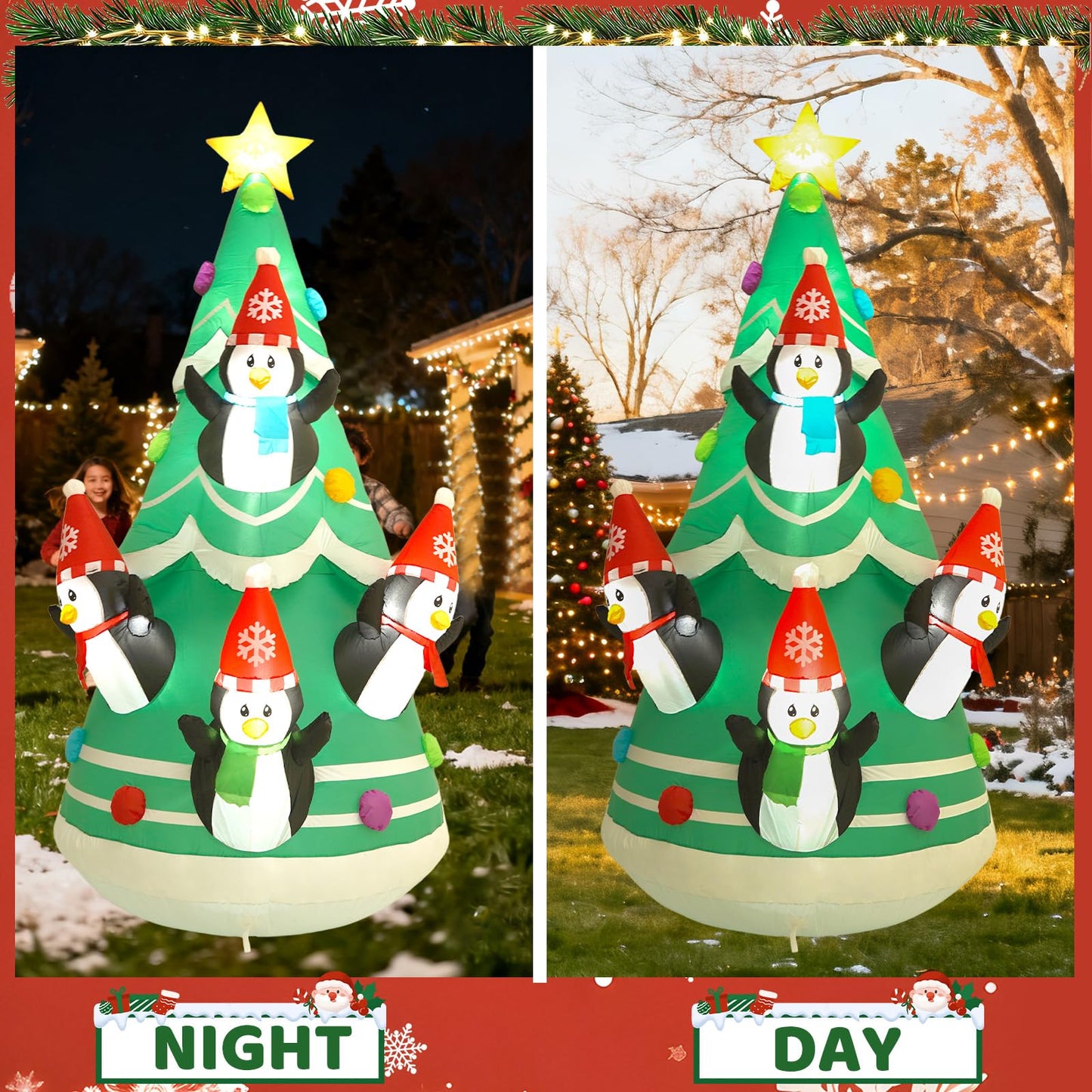 InfleasJoiy 10FT Christmas Tree Inflatable Decoration with Built-in LED Lights, Christmas Outdoor Inflatable Decoration for Lawn, Yard, Garden, Patio