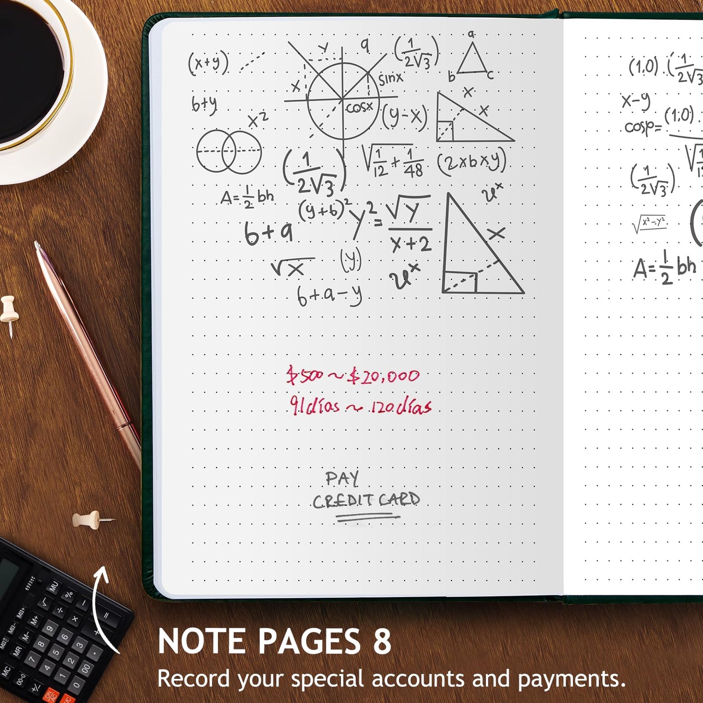 5 MINUTES A DAY Accounting Ledger Book: Business Expense Tracker Notebook - Personal Finance Checkbook for Small Business or Personal Use – Simple Ledger Books for Bookkeeping - Dark Green,5.8” x 8.5”